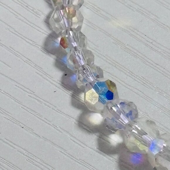 Aurora Borealis Crystal Beaded Necklace Clear AB Sparkle 16” - Picture 8 of 12